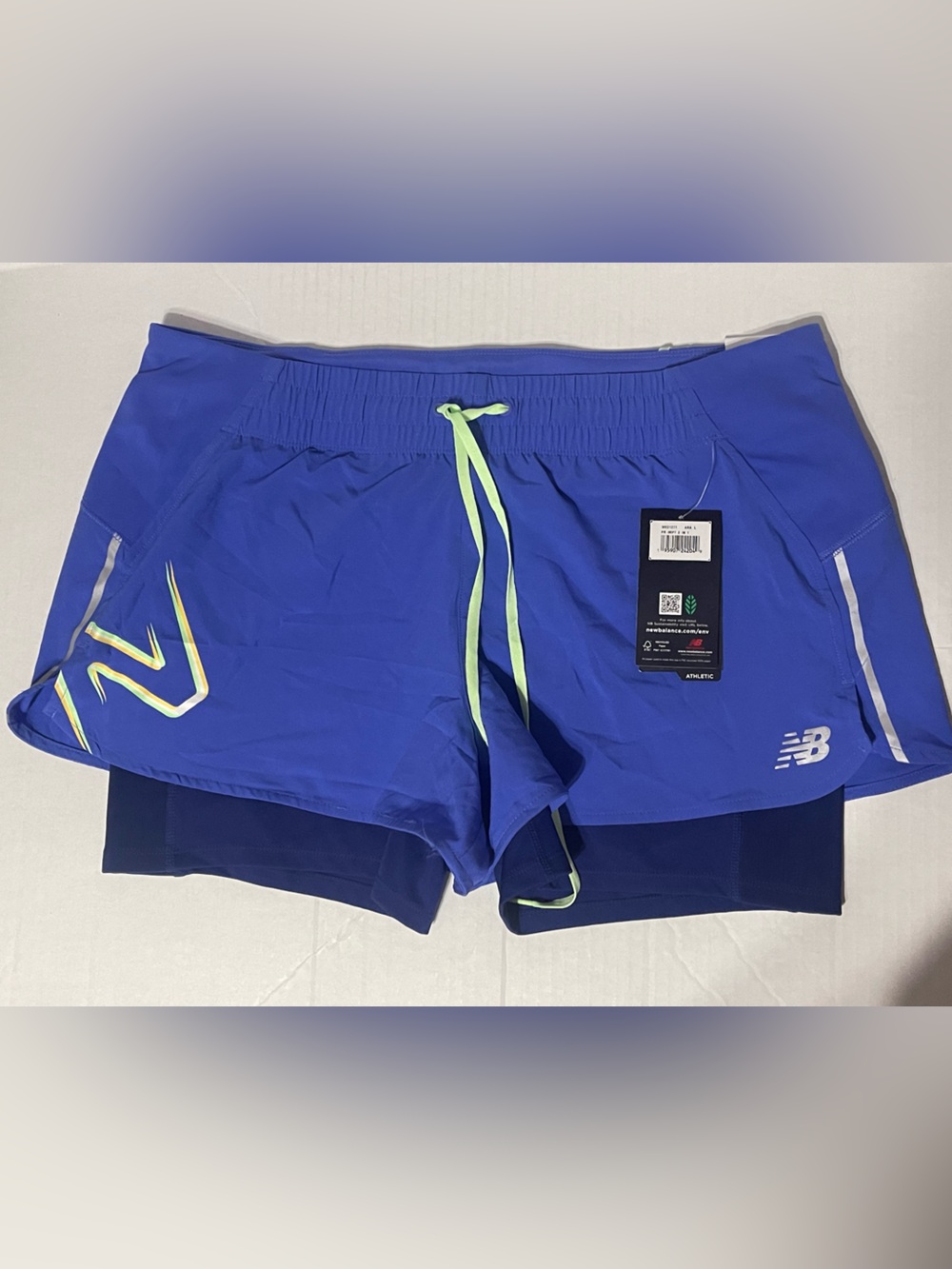 New Balance Printed Impact Run 2 in 1 Shorts - Women’s L - Aura - NWT